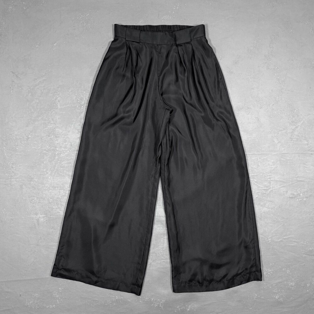 Ann Taylor Black Silk Wide Leg Trousers Women's 8